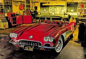 educa garage vintage گاراژ قدیمی ماشین قرمز پازل ادوکا