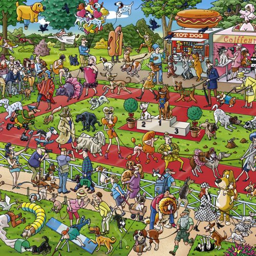 پازل ۱۰۰۰ تکه نمایش سگ ها اثر بریجیت تانک