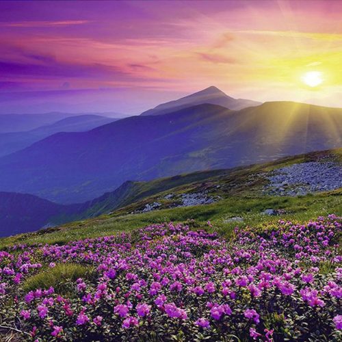 پازل ۱۰۰۰ تکه کوهستان در صبحدم قرمز