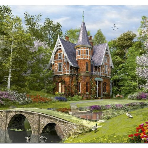 پازل ۱۰۰۰ تکه کلبه کنار پل سنگی اثر دومینیک دیویسن