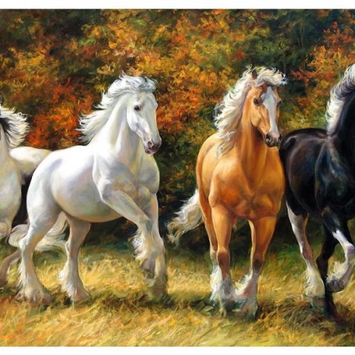 پازل ۱۰۰۰ تکه اسب ها در حال یورتمه اثر جف هاین