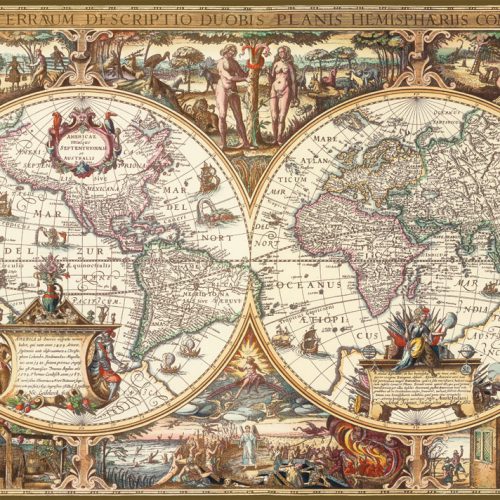 پازل ۱۰۰۰ تکه طرح چوب نقشه قدیمی جهان