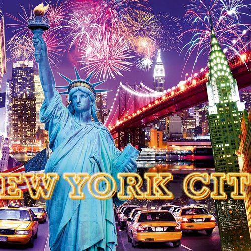 پازل ۱۲۰۰ تکه آتش بازی در نیویورک - نئون، شب نما، استارلاین