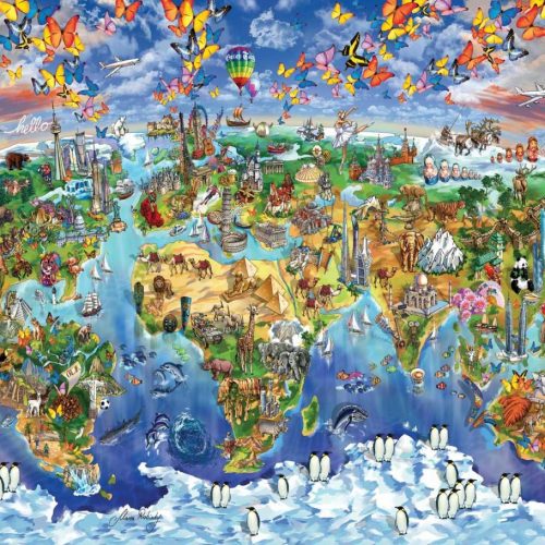 پازل ۲۰۰۰ تکه نقشه ترسیمی عجایب جهان