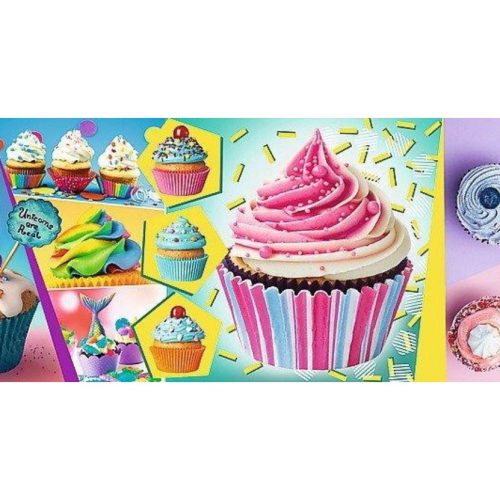 پازل ۱۰۰۰ تکه پانوراما کیک فنجانی های رنگارنگ