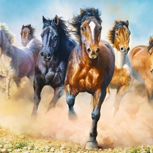 پازل ۲۰۰۰ تکه گله اسبان در حال تاخت