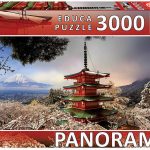 پازل ۳۰۰۰ تکه پانوراما کوه فوجی و چوریتو پاگودا – ژاپن
