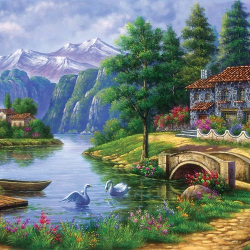 پازل ۱۵۰۰ تکه دهکده کنار دریاچه اثر آرتورو زاراگا